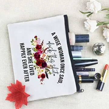 Kimoli Funny Canvas Cosmetic Bag Makeup Bags Cute Travel Bag Birthday Gifts Friend Gifts for Women (Style-C)