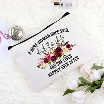 Kimoli Funny Canvas Cosmetic Bag Makeup Bags Cute Travel Bag Birthday Gifts Friend Gifts for Women (Style-C)