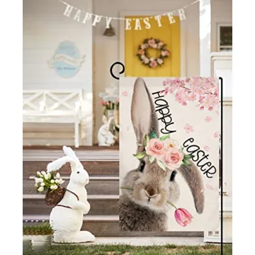 Easter Bunny Garden Flag Double Sided 12x18 Outdoor Decoration