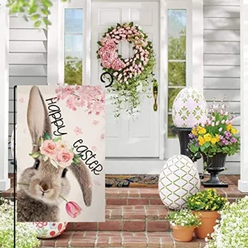 Easter Bunny Garden Flag Double Sided 12x18 Outdoor Decoration