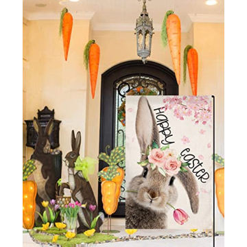 Easter Bunny Garden Flag Double Sided 12x18 Outdoor Decoration