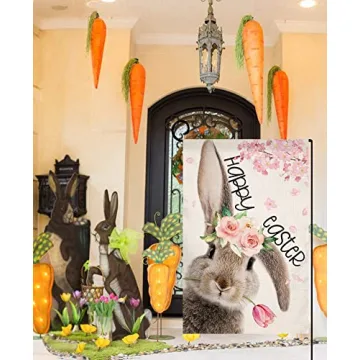 Easter Bunny Garden Flag Double Sided 12x18 Outdoor Decoration