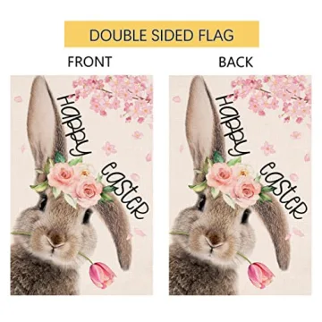 Easter Bunny Garden Flag Double Sided 12x18 Outdoor Decoration