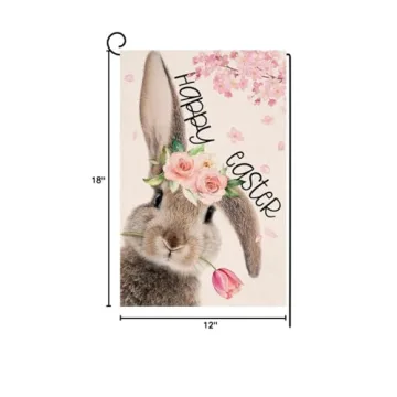 Easter Bunny Garden Flag Double Sided 12x18 Outdoor Decoration