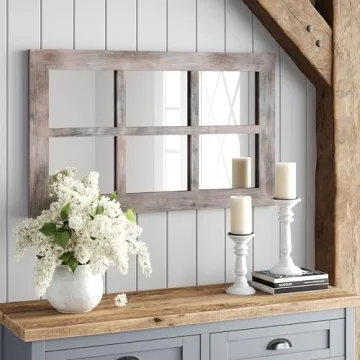 Barnyard Designs 24x40 Rustic Windowpane Wood Mirror