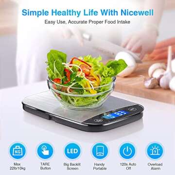 Nicewell Digital Kitchen Scale with High Precision Up to 22lb