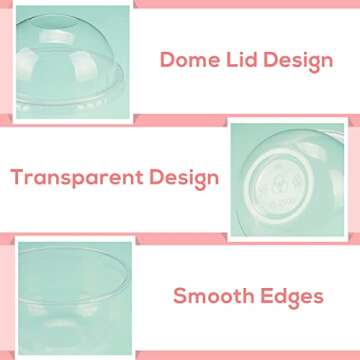Jnnzzggu 50 Pack 9 oz Clear Plastic Dessert Cups with Dome Lids,No Hole Disposable Snack Bowls for Pudding,Parfait,Fruits,Ice Cream,Cake