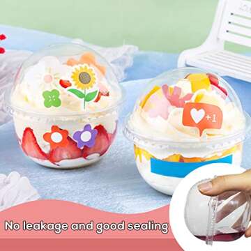 Jnnzzggu 50 Pack 9 oz Clear Plastic Dessert Cups with Dome Lids,No Hole Disposable Snack Bowls for Pudding,Parfait,Fruits,Ice Cream,Cake