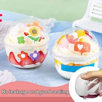 Jnnzzggu 50 Pack 9 oz Clear Plastic Dessert Cups with Dome Lids,No Hole Disposable Snack Bowls for Pudding,Parfait,Fruits,Ice Cream,Cake