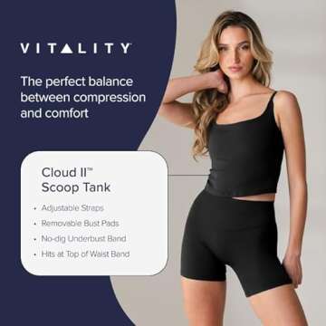 Vitality Cloud II Women’s Athletic Tank Top – Scoop Neck Workout Shirt, Medium Compression, Breathable Fabric, Perfect for Yoga, Running, Gym – Wine and Sizes 2XS-4XL