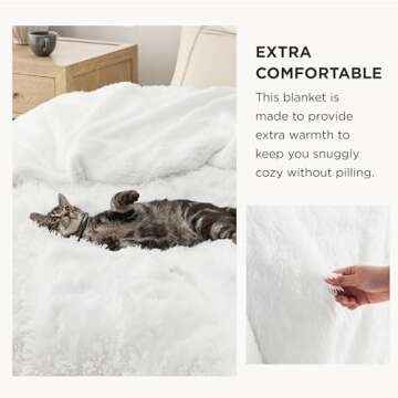 Bedsure Fuzzy Sherpa Faux Fur Twin Blanket White Cozy Gifts for Women Men, Soft Fleece Plush Warm Minky Thick Blanket Twin Size for Bed, Couch, Room Decor Dorm Essentials White Decor Gifts, 60x80