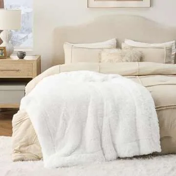 Bedsure Fuzzy Sherpa Faux Fur Twin Blanket White Cozy Gifts for Women Men, Soft Fleece Plush Warm Minky Thick Blanket Twin Size for Bed, Couch, Room Decor Dorm Essentials White Decor Gifts, 60x80