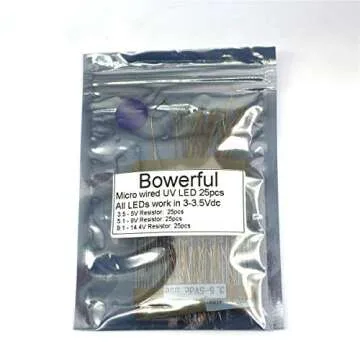 Bowerful 25pcs Pre-soldered Micro Litz Wired Leads UV SMD Led 0603 + Muti-Resistor New