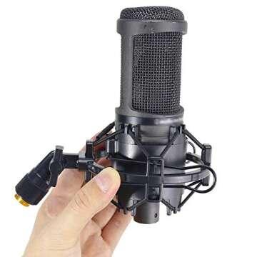 AT2020 Shock Mount - Microphone Mounts Reduces Vibration Noise and Shockmount Improve Recording Quality for Audio Technica AT2020 AT2020USB+ AT2035 ATR2500 AT4040 Condenser Mic by YOUSHARES