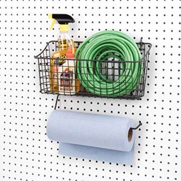 Spectrum Diversified Pegboard/Wall Mount Basket and Paper Towel Holder, 15 in (w, Industrial Gray