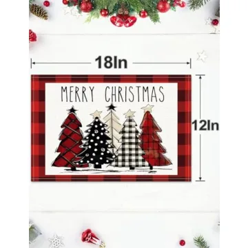 Buffalo Plaid Christmas Tree Placemats - 6Pcs Set