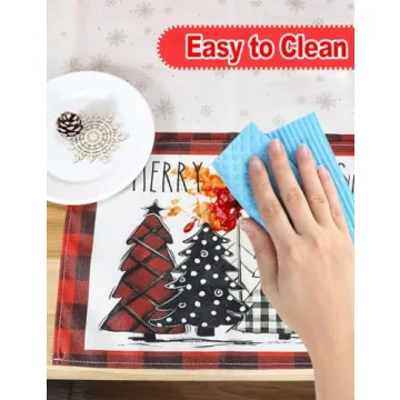 Buffalo Plaid Christmas Tree Placemats - 6Pcs Set