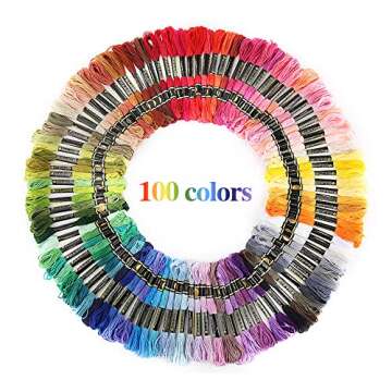 Embroidery Starter Kit - Embroidery Kit Including 100 Color Threads, Instructions, 5 PCS Bamboo Embroidery Hoops, Circular Packing Bag and Cross Stitch Tools for Adults and Kids Beginners