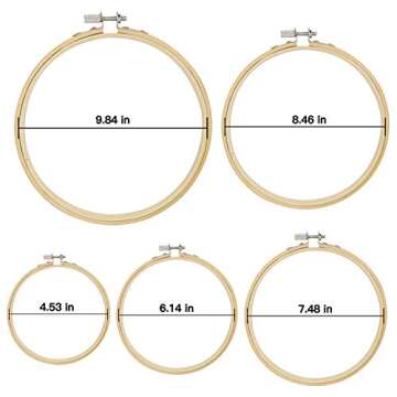 Embroidery Starter Kit - Embroidery Kit Including 100 Color Threads, Instructions, 5 PCS Bamboo Embroidery Hoops, Circular Packing Bag and Cross Stitch Tools for Adults and Kids Beginners