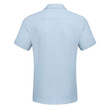 COOFANDY Men's Casual Beach Shirt Short Sleeve Textured