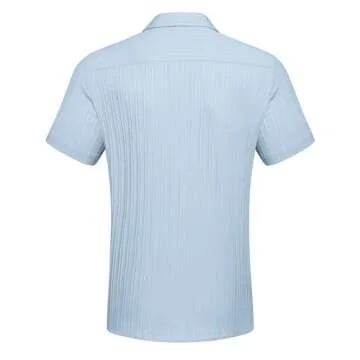 COOFANDY Men's Casual Beach Shirt Short Sleeve Textured