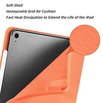 SIWENGDE Case for iPad Pro 11 Inch 4th/3rd/2nd Generation 2022/2021/2020 with Pencil Holder [Support iPad 2nd Pencil Charging] Slim Trifold Stand Smart Protective Cover, Auto Wake/Sleep(Orange)