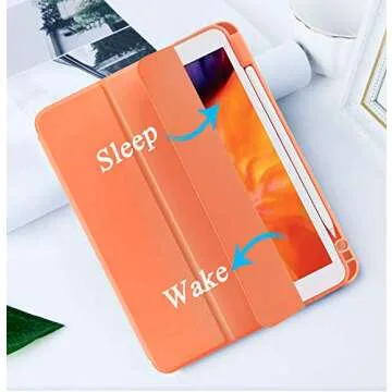 SIWENGDE Case for iPad Pro 11 Inch 4th/3rd/2nd Generation 2022/2021/2020 with Pencil Holder [Support iPad 2nd Pencil Charging] Slim Trifold Stand Smart Protective Cover, Auto Wake/Sleep(Orange)
