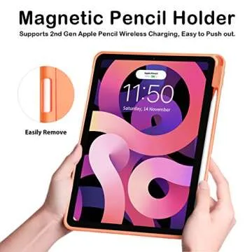 SIWENGDE Case for iPad Pro 11 Inch 4th/3rd/2nd Generation 2022/2021/2020 with Pencil Holder [Support iPad 2nd Pencil Charging] Slim Trifold Stand Smart Protective Cover, Auto Wake/Sleep(Orange)
