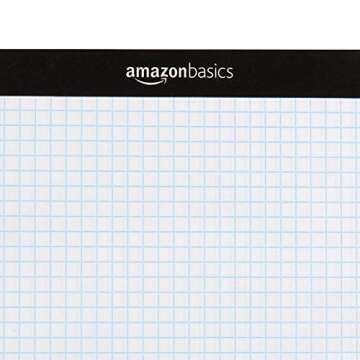 Amazon Basics Quad Ruled Graph Paper Pad, 600 Count, 6 pack of 100 Sheets, White, Letter Size 8.5 x 11-Inch