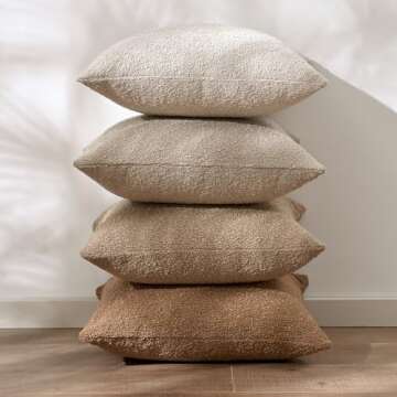 HOMFINER Textured Boucle Pillow Covers Set of 4 Cozy Decor