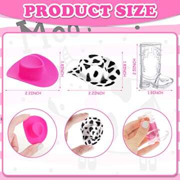 20 Pcs Plastic Mini Western Cowboy Cowgirl Hat and 10 Pcs Plastic Boot Shot Glasses Miniature Cute D...