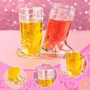 20 Pcs Plastic Mini Western Cowboy Cowgirl Hat and 10 Pcs Plastic Boot Shot Glasses Miniature Cute Doll Hat Cowboy Boot Cups (White, Cow Color)