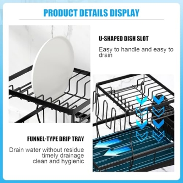 Detachable 2-Tier Dish Drying Rack with Utensil Holder