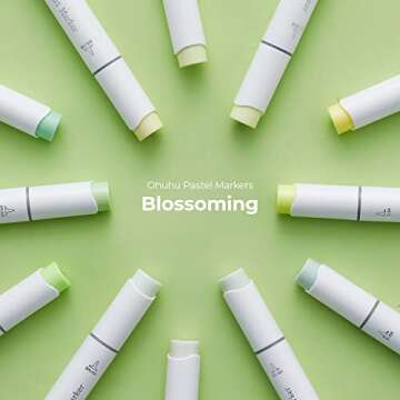 Ohuhu Pastel Alcohol Brush Markers- 48 Pastel Colors of Honolulu Blossoming- Alcohol Based Double Ti...