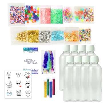 VMNlooking Calm Down Sensory Bottles for Calm Down Corner Items, Calming Sensory Toys, Sensory Bottles for Social Emotional Learning with Glitter Pom Poms and More