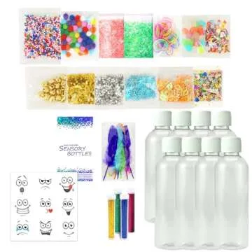 VMNlooking Calm Down Sensory Bottles for Calm Down Corner Items, Calming Sensory Toys, Sensory Bottles for Social Emotional Learning with Glitter Pom Poms and More