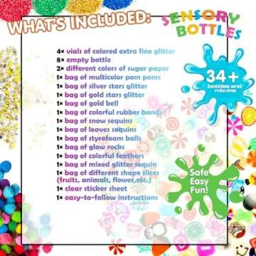 VMNlooking Calm Down Sensory Bottles for Calm Down Corner Items, Calming Sensory Toys, Sensory Bottles for Social Emotional Learning with Glitter Pom Poms and More