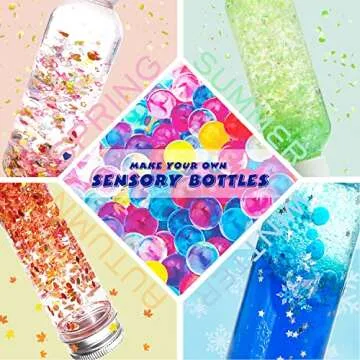 VMNlooking Calm Down Sensory Bottles for Calm Down Corner Items, Calming Sensory Toys, Sensory Bottles for Social Emotional Learning with Glitter Pom Poms and More