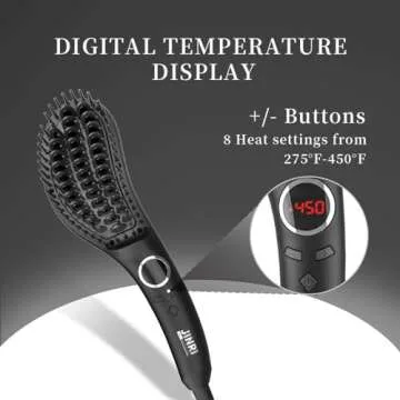 Hair Straightener Brush, Ceramic Ionic Straightening Iron Comb Anti-Scald, Best Soft Round Touch Body, Perfect for Professional Salon at Home (M)