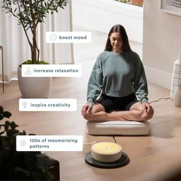 Homedics 11” Drift Sandscape, Compact Size, Zen Garden, Meditation Accessories, Decorative Sandscape, Smart LED Lighting, Wi-Fi Enabled (Nude)