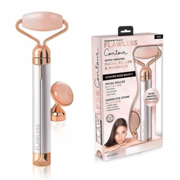 Finishing Touch Flawless Contour Vibrating Facial Roller & Massager, Rose Quartz