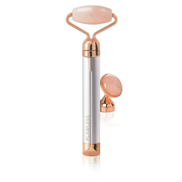 Finishing Touch Flawless Contour Vibrating Facial Roller & Massager, Rose Quartz