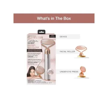 Finishing Touch Flawless Contour Vibrating Facial Roller & Massager, Rose Quartz