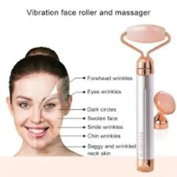 Finishing Touch Flawless Contour Vibrating Facial Roller & Massager, Rose Quartz