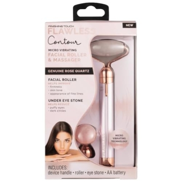 Finishing Touch Flawless Contour Vibrating Facial Roller & Massager, Rose Quartz