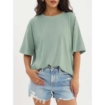 ATHMILE Oversized Women’s Summer T-Shirt Comfy Casual