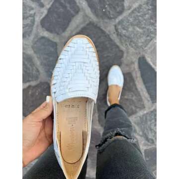 Sandals women Huarache Sandal Colorful Leather Mexican Style Color Shedron 813 (White, US Footwear S...