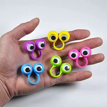 PPXMEEUDC Eye Finger Puppets Googly Eye Finger Puppets Wiggly Eyeball Finger Puppet Rings Eye Finger Toy Kids Party Favor Colors A Pack of 80