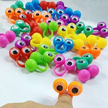 PPXMEEUDC Eye Finger Puppets Googly Eye Finger Puppets Wiggly Eyeball Finger Puppet Rings Eye Finger Toy Kids Party Favor Colors A Pack of 80