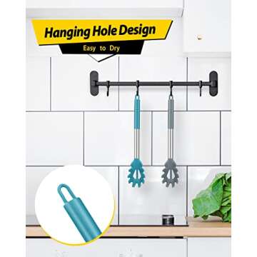 Pack of 2 Silicone Pasta Fork, Kitchen Heat Resistant Noodle Spoon Server, BPA Free Spaghetti Strainer, Best Cooking Tools (GRAY-BLUE)